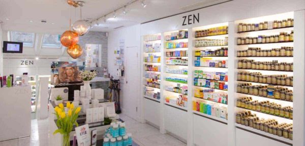 Inside ZEN Healthcare Knightsbridge clinic and pharmacy on Beauchamp Place, London SW3